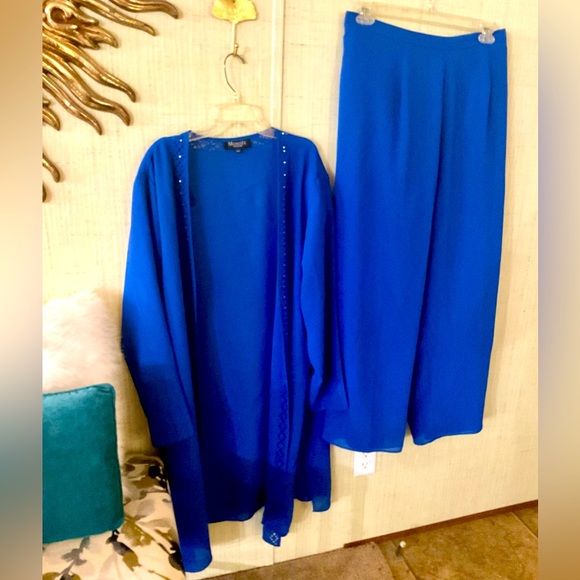 Montee’  Womens Royal Blue 2pc  Pant Suit Plus 20W B61 - Picture 1 of 6